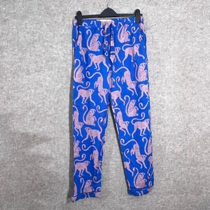 Desmond & Dempsey Pajama Pants Womens Small Blue Pink Monkey Print Loungewear